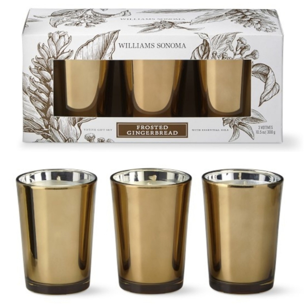 Williams Sonoma Frosted Gingerbread Candle Set NEW